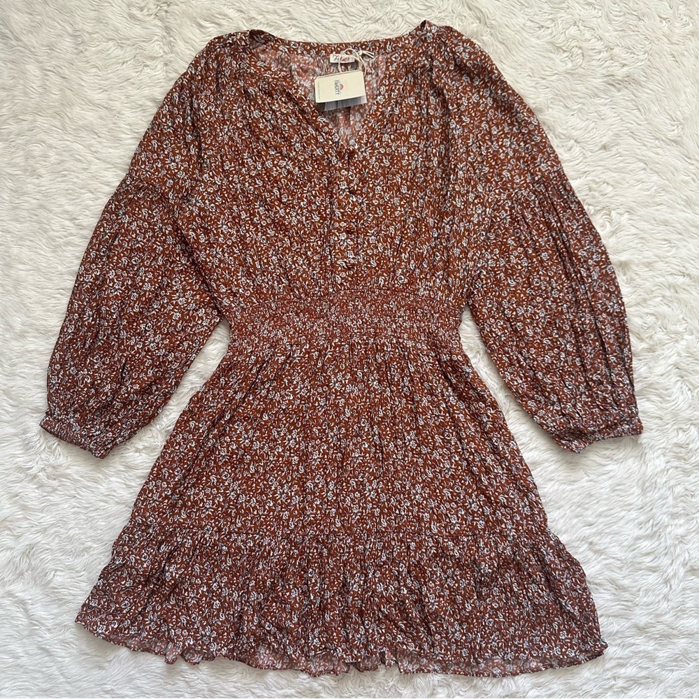 Faherty Dress Montana Swingy Mini Smocked Waist Ennis Floral S NWT New - Picture 3 of 13